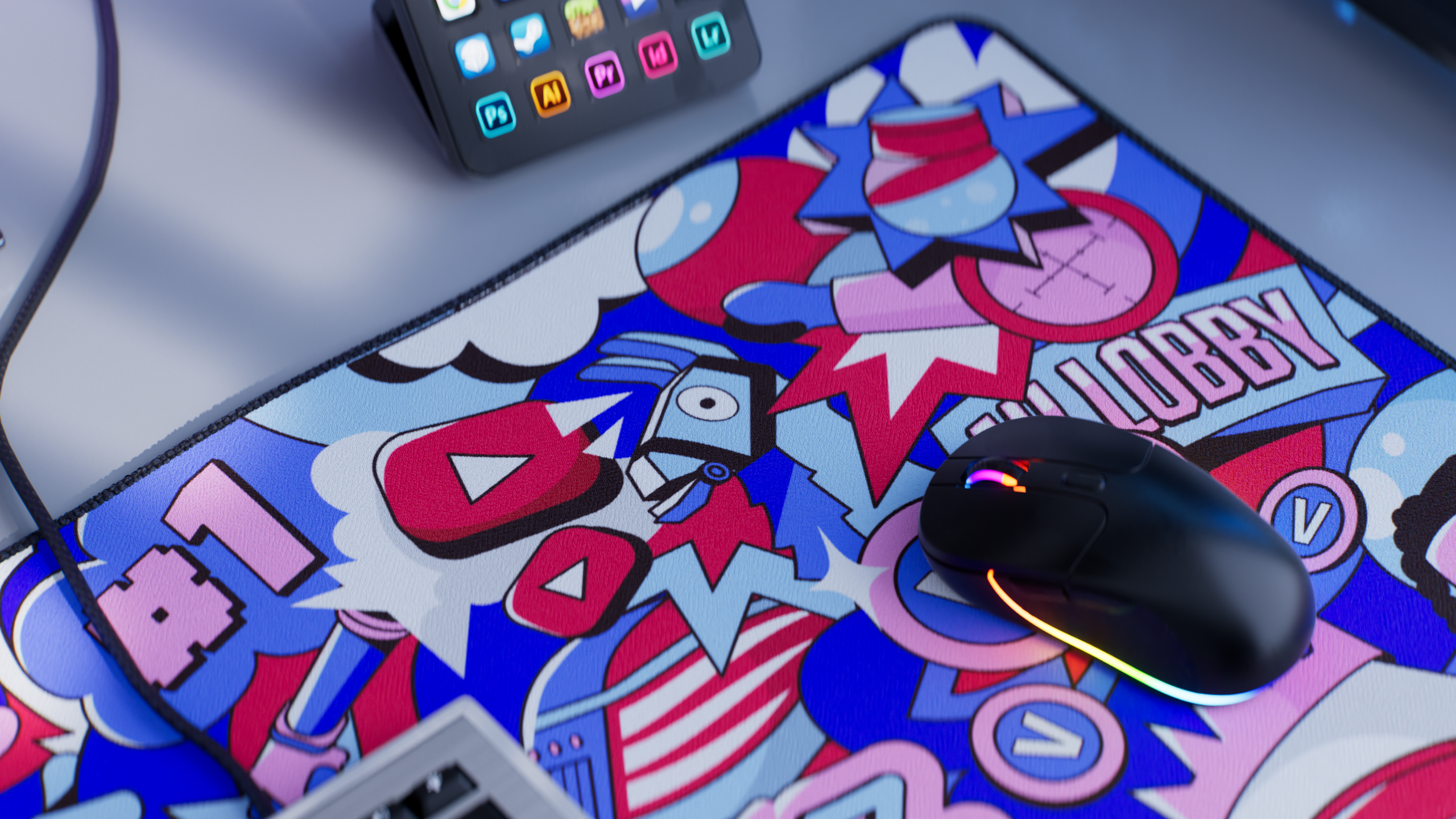 Tapis de souris "Team Zz" Bleu & Rose