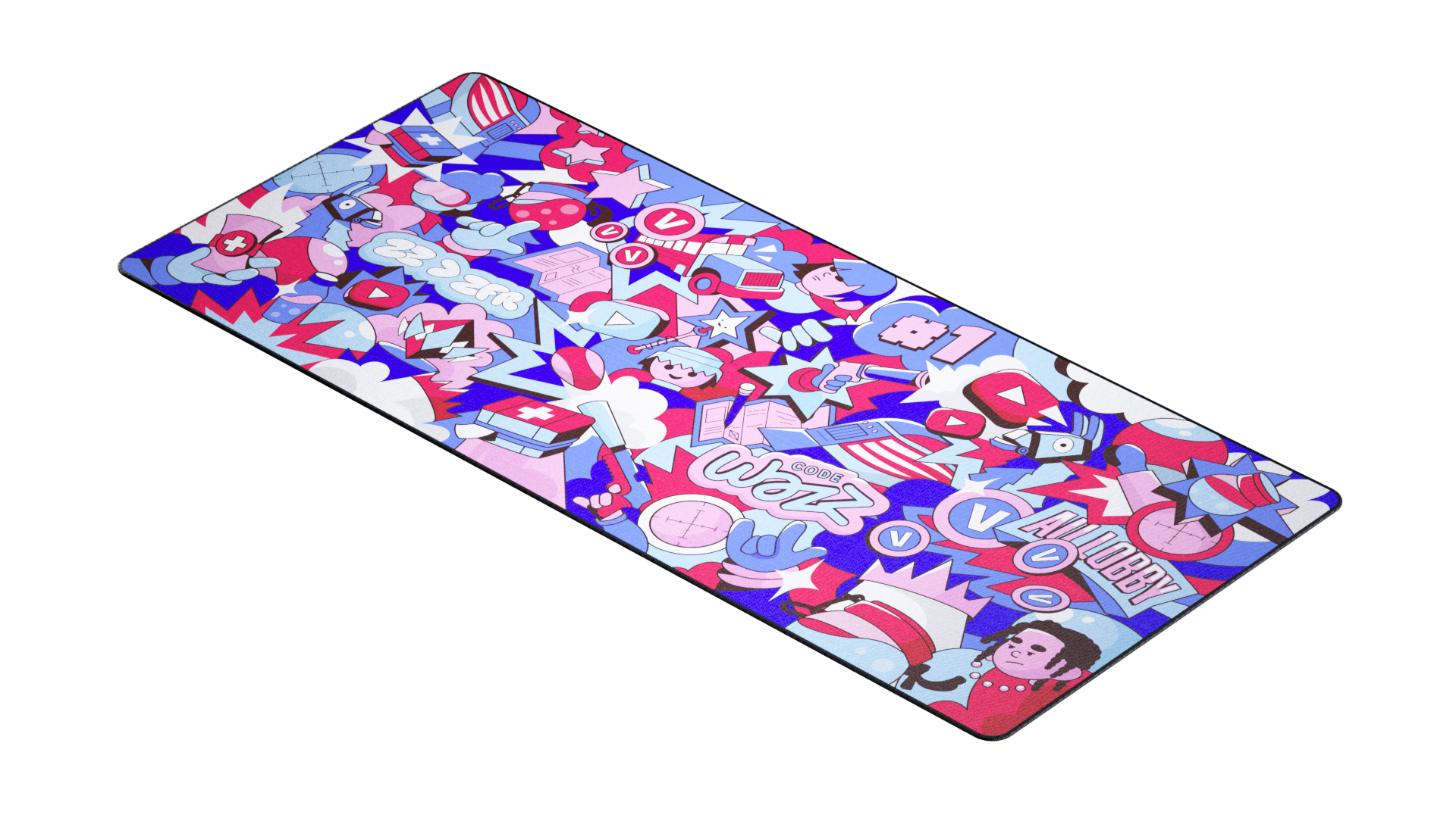 Tapis de souris "Team Zz" Bleu & Rose