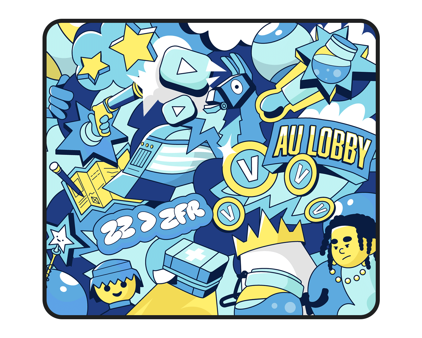 Tapis de souris "Team Zz" Bleu & Jaune